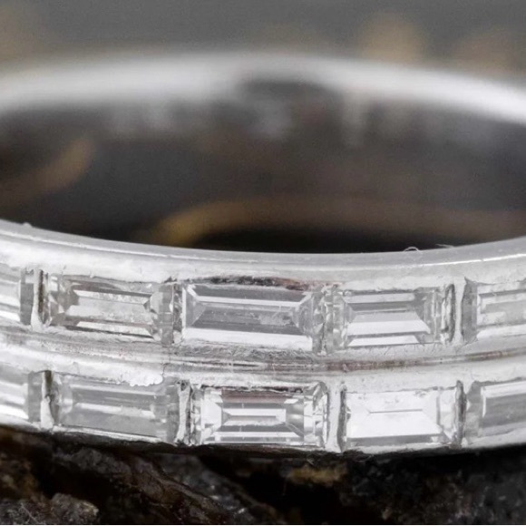 Swarovski Signed Eternity Baguette Ring | 8 | Rhodium | Elegant | Retired - Picture 2 of 6